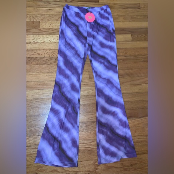 Cult Gaia X Bratz Revolve Flare Snakeskin Pants Sharidan Dusty Grape Large - Picture 6 of 8
